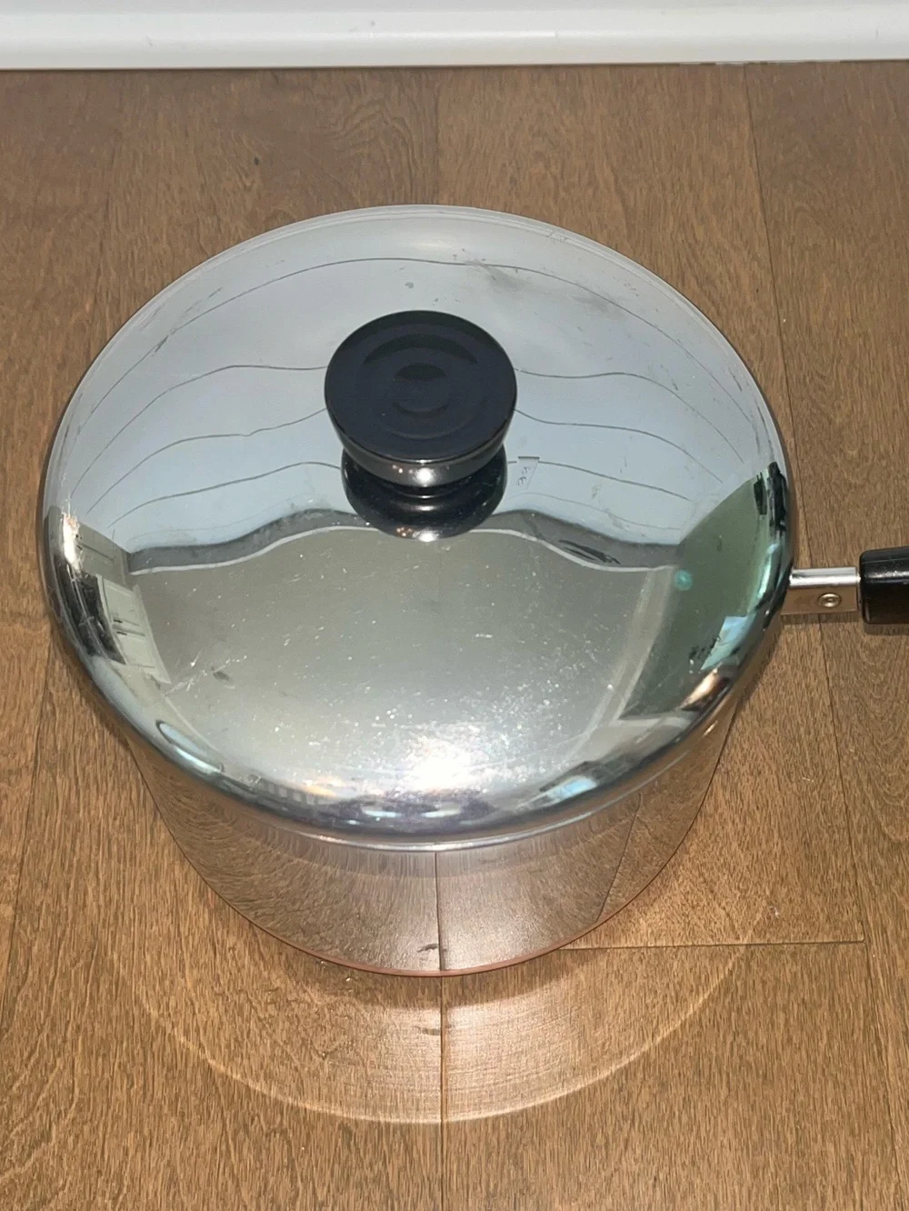 Vintage Revere Ware 3 Quart Stainless Steel / Copper Bottom Pot W/ Lid: 96M